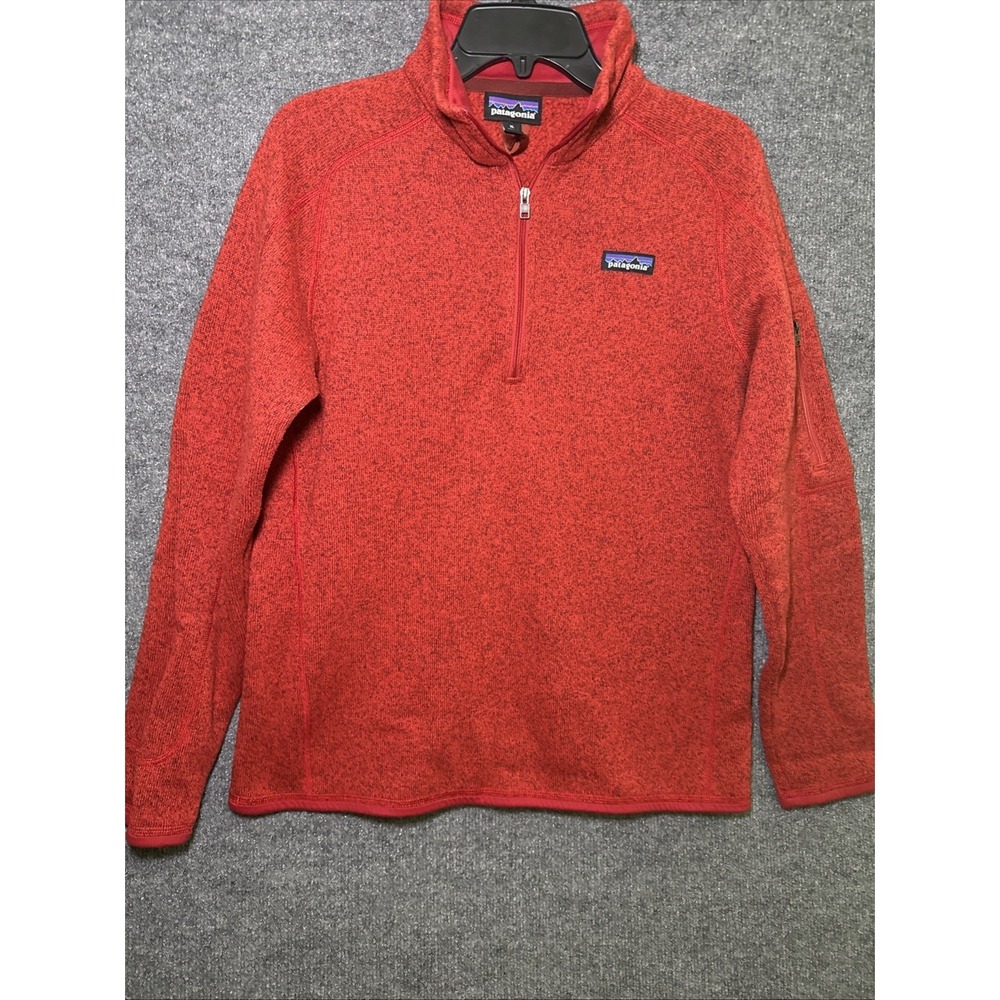 Patagonia Womens Orange Better Sweater Long Sleeve 1/4 Zip  Pullover Size XL